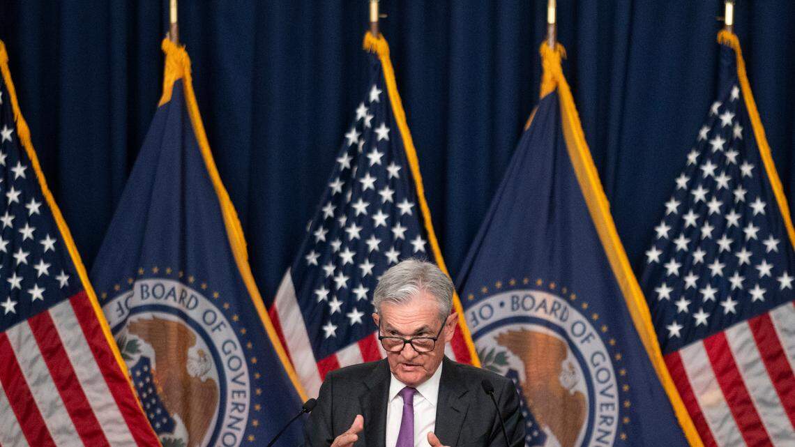 Federal Reserve Chair Jerome Powell speaks during a news conference at the William McChesney Martin Jr. Federal Reserve Board Building following a Federal Open Market Committee meeting on Wednesday, July 26, 2023, in Washington. (AP Photo/Nathan Howard)
