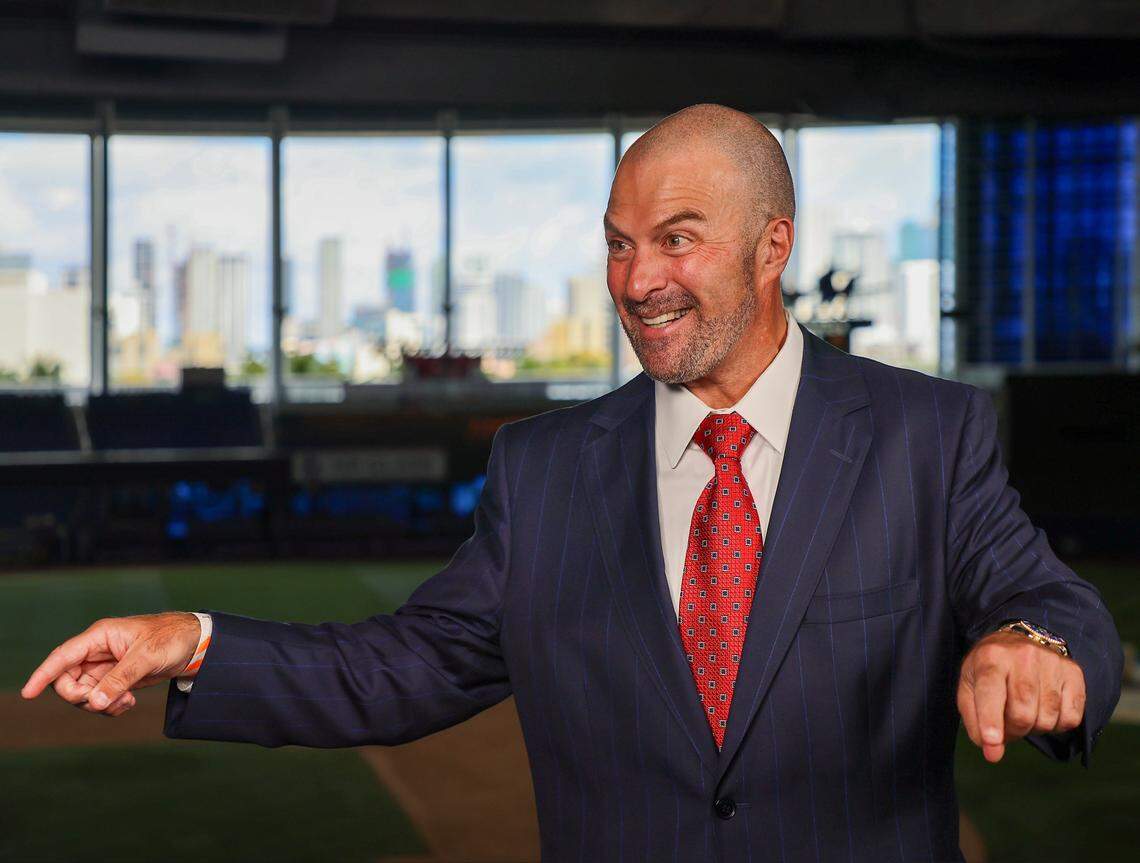Bill Zito, Florida Panthers President of Hockey Operations, expresses his excitement in bringing Panthers hockey to loanDepot park as the Florida Panthers and National Hockey League held a press conference with NHL VP of Hockey Operations, Derek King and Andrew Higgins, NHL’s Senior Manager of Facilities, on Wednesday, Dec. 17, 2025, at loanDepot Park in Miami, Florida.