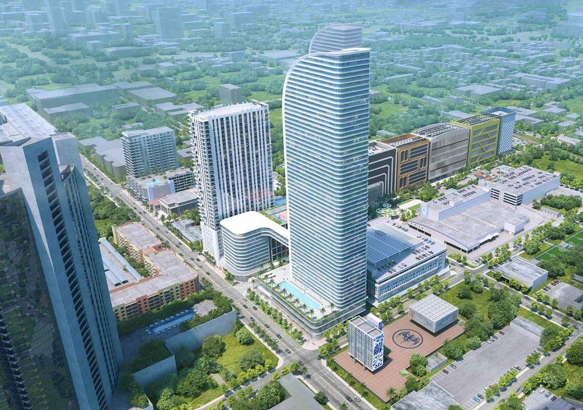 A rendering of the development being proposed by Braman Motors to expand its longtime campus near Wynwood.