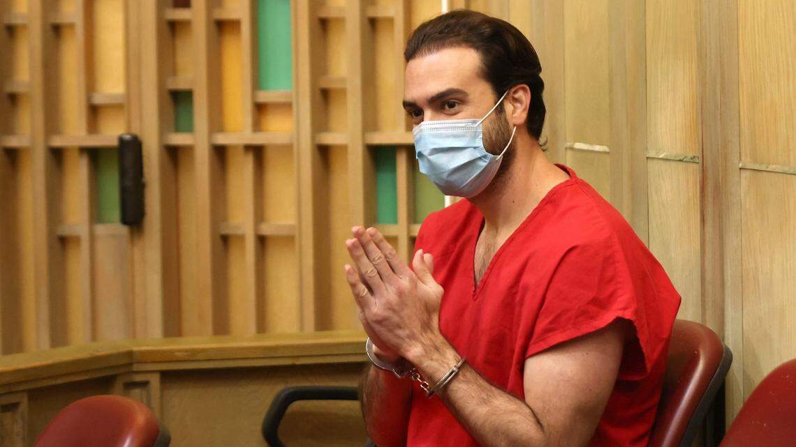 Pablo Lyle, gestures gratitude towards family members as they appeared in court. Judge Marisa Tinkler Méndez ruled against a new trial for Mexican actor Pablo Lyle as he, his family, lawyers, and members of the media gathered in Courtroom 4-6 at the Richard E. Gerstein Justice Building in Miami, Florida on Monday, December 12, 2022.