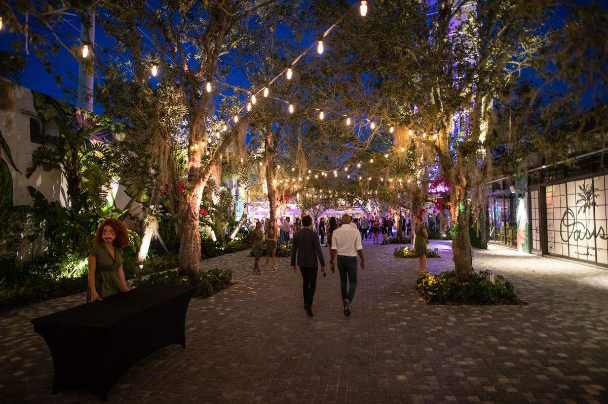 The entrance to The Oasis, which plans to host weekend festivals, art installations, theater and stand-up acts and neighborhood events.