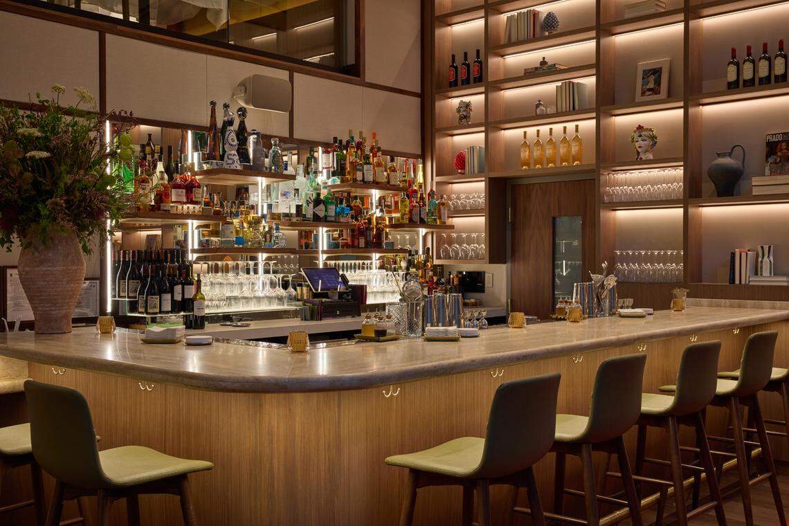 The bar inside Felice Italian restaurant in Brickell.