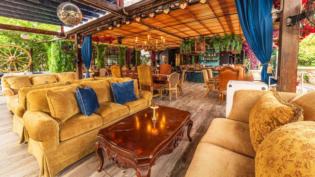 The outdoor patio at Hacienda Ramirez Cruz in Wynwood.