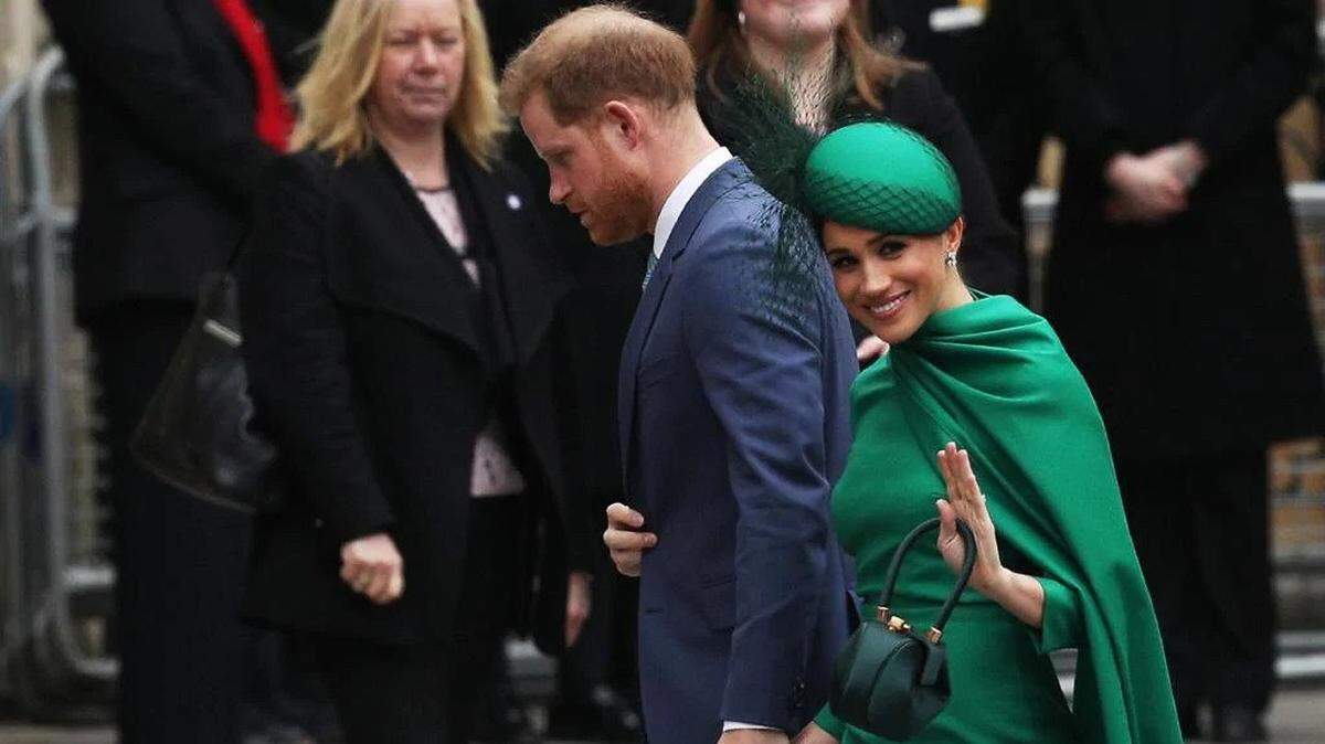 Harry, Duke of Sussex and Meghan, Duchess of Sussex arrive at the annual Commonwealth Service at Westminster Abbey in London on March 9.