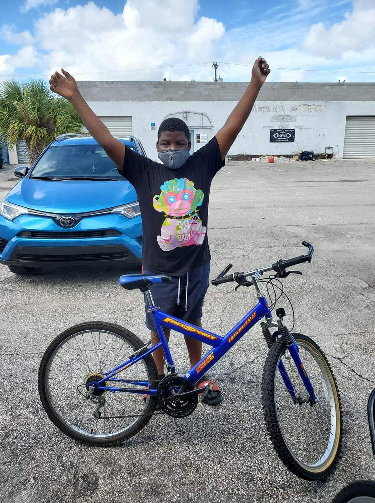 One happy recipient with his donated bike from Recyclable Bicycle Exchange, a Fort Lauderdale nonprofit.