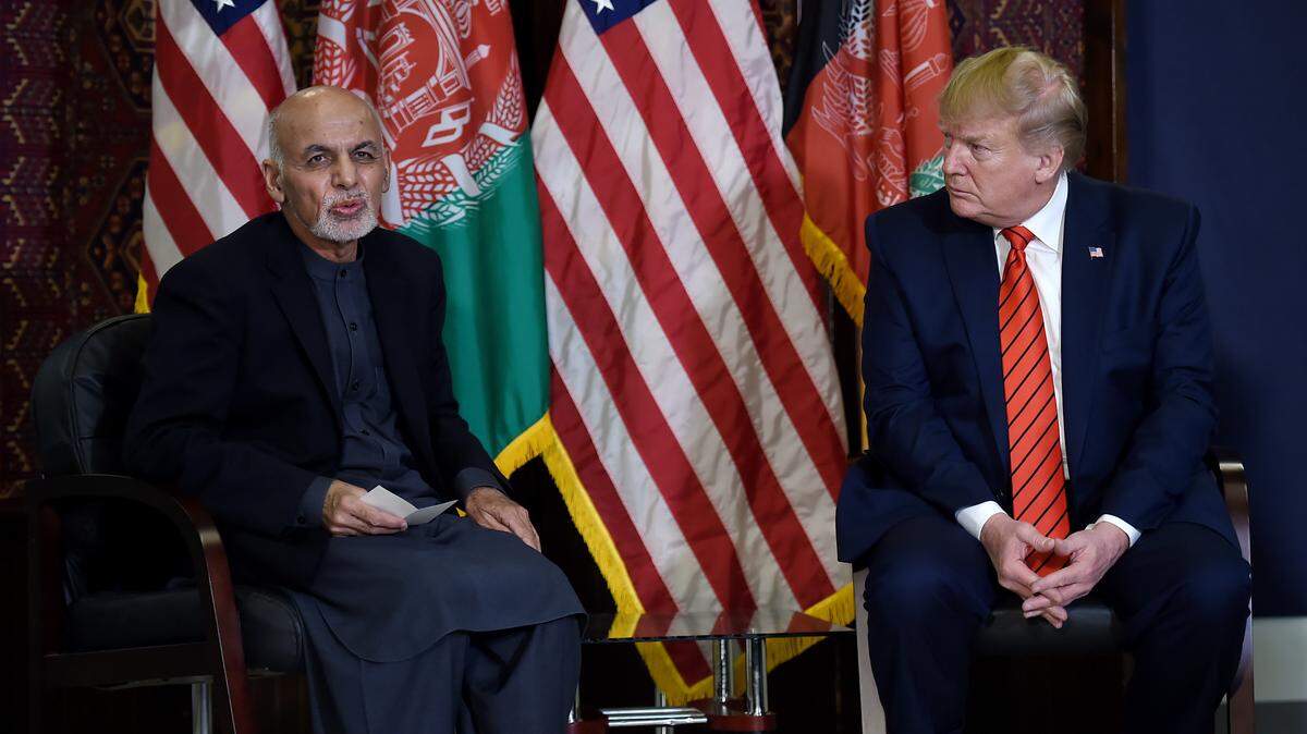 President Trump meets with Afghan President Ashraf Ghani during a surprise Thanksgiving visit to Bagram Airfield, just outside Kabul.