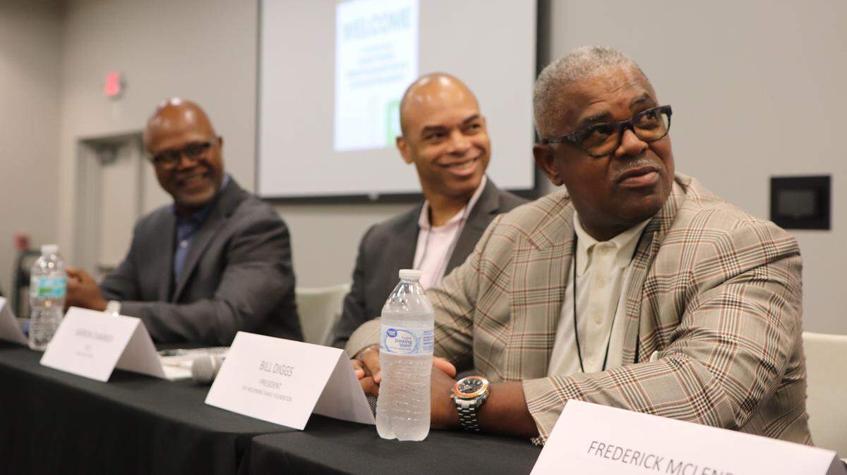 From left, Don D. Patterson and Barron Channer, developers; and Bill Diggs, president of the Mourning Family Foundation at the eighth annual South Florida Black Economic Forum in 2018. Broward’s black population has surged more than 22 percent since 2010, new census data show.