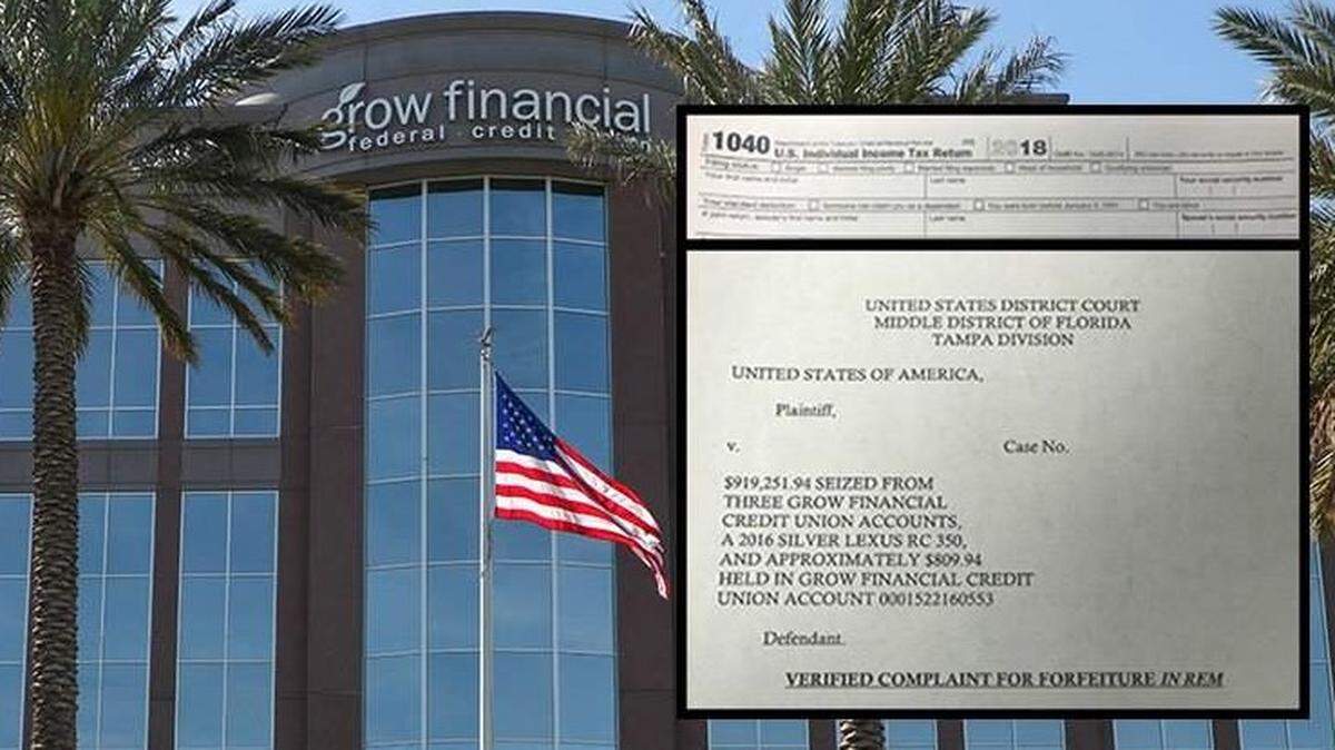 The U.S. government has filed a forfeiture complaint for $919,251.94 in three Grow Financial accounts, what’s left of a $980,000 tax refund that a Tampa man received from the IRS. He used some of the money to buy a Lexus.