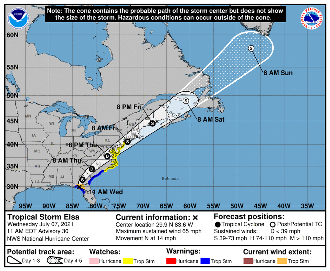 Tropical Storm Elsa made landfall near Cedar Key, Florida Wednesday morning.