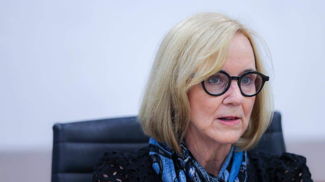 Mayoral candidate Eileen Higgins is photographed during an interview by the Miami Herald Editorial Board on Wednesday, October 8, 2025, in Miami, Florida.