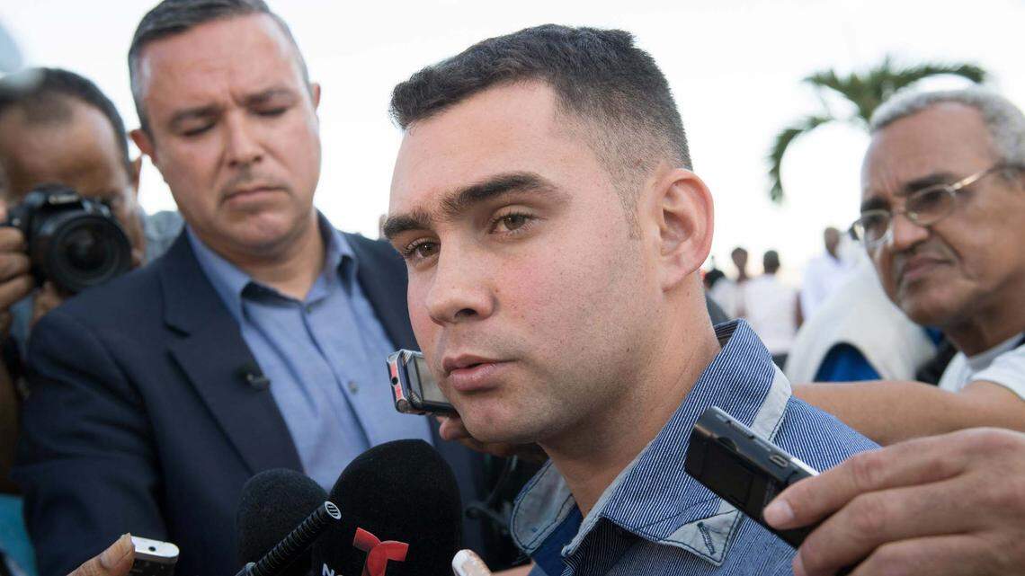 On Nov 29, 2016, in Havana, Cuba, Elián González talks to media as he and thousands stand in line to pay tribute to Cuba’s late President Fidel Castro in Revolution Square. Mandatory credit: Jack Gruber-USA TODAY NETWORK