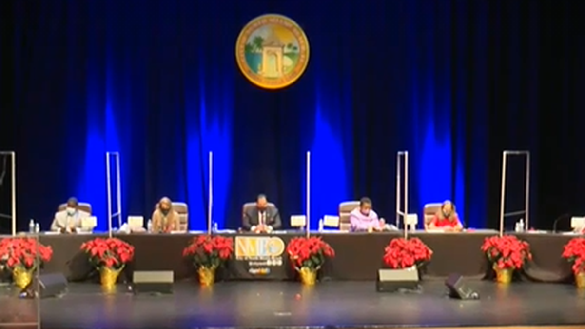 The North Miami Beach City Commission attends a swearing-in ceremony Nov. 30, 2020 at the Julius Littman Performing Arts Theater. A majority of the city’s elected officials are Haitian-American for the first time.