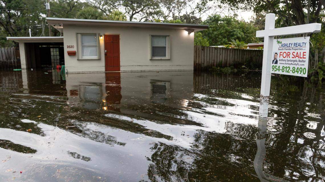 Despite a ‘rain bomb’ that flooded this home in the Edgewood neighborhood of Fort Lauderdale in April 2023, property values there have largely rebounded in the months since.
