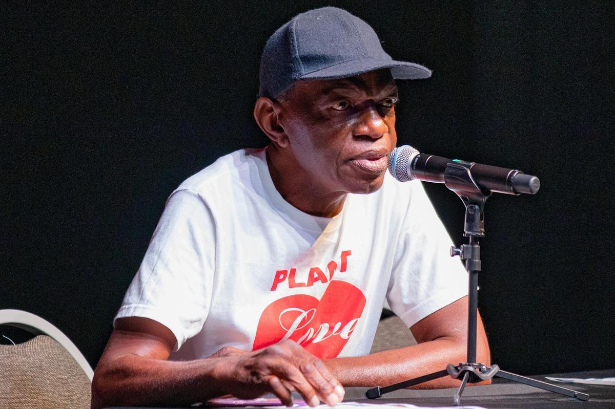 Local artist Marvin Weeks spoke of value and vision during a gathering Wednesday of activists and students discussing gun violence at Liberty City’s Sandrell Rivers Theater.