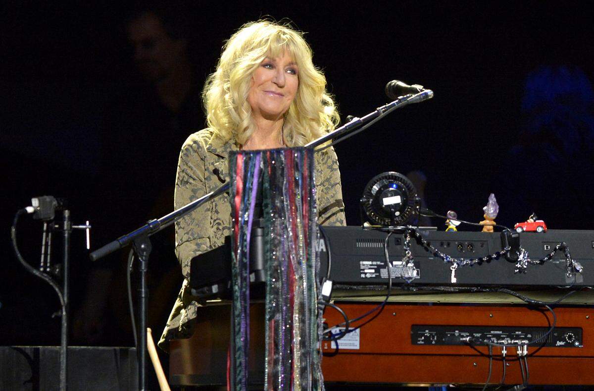 Christine McVie, keyboardist and vocalist for Fleetwood Mac, performs at the Spectrum Center in Charlotte, North Carolina, on Feb. 24, 2019. McVie died Wednesday at age 79.