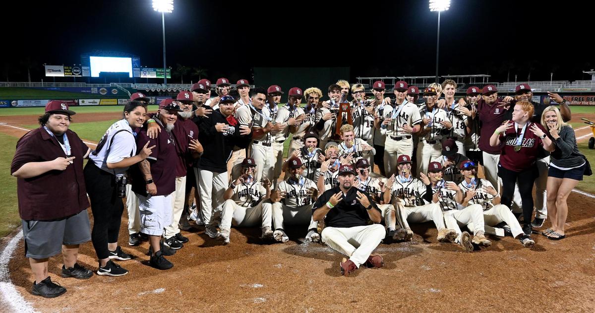 Stomeman Douglas beats the Plant Panthers in a boys 7A baseball state championship matchup in Fort Myers, Fla., Wednesday, May 24, 2023. (Photo/Chris Tilley)