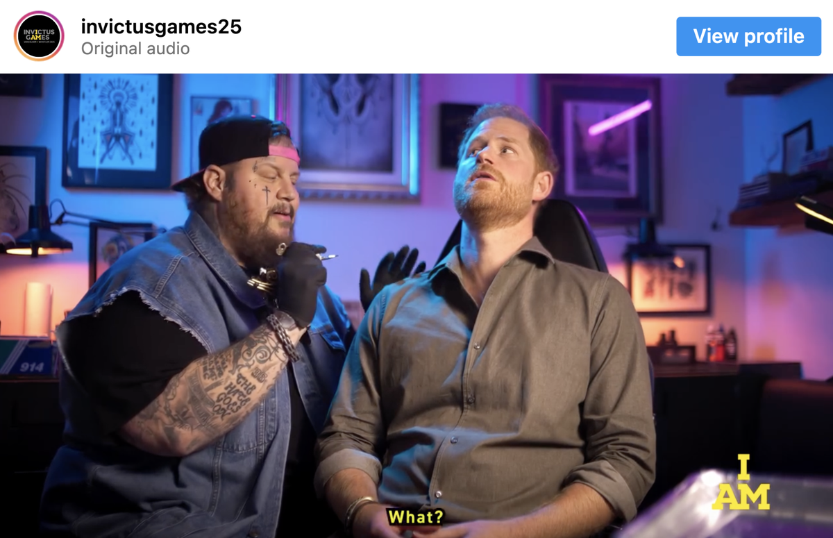 Jelly Roll gives Prince Harry an Invictus Games tattoo.