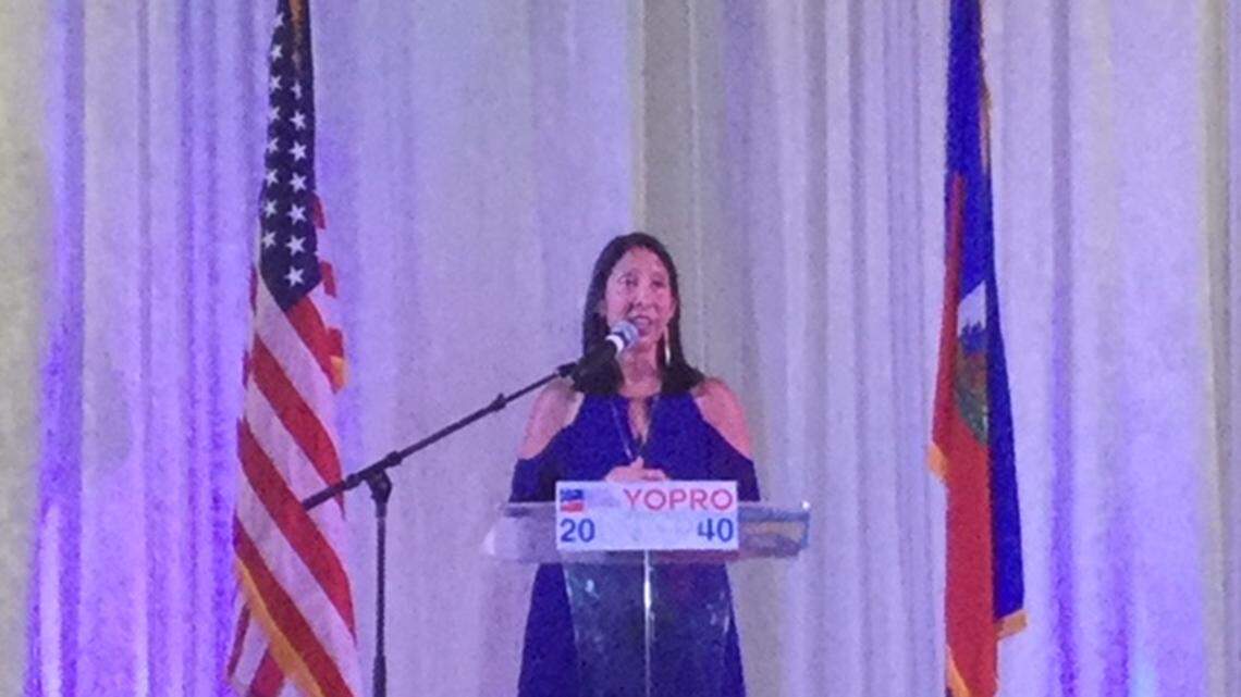 US Ambassador to Haiti Michele Sison speaks at event honoring young Haitian Americans under the age of 40.
