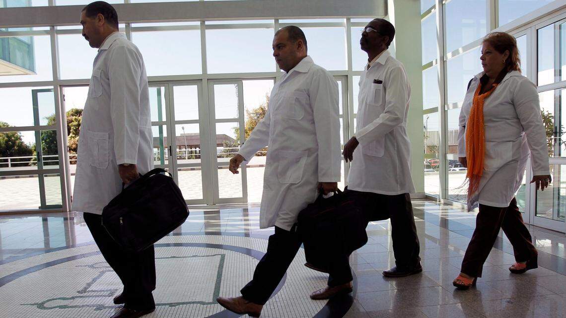 This group of Cuban doctors, photographed in 2013, was part of the Más Médicos program.