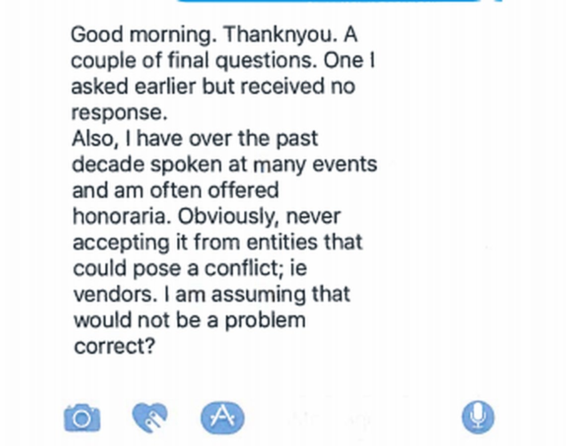 A text message from Feb. 28, 2018, between Miami-Dade Schools Superintendent Alberto Carvalho to  Dean Fuleihan, a deputy mayor of New York City, about Carvalho’s pending appointment as head of the city’s school system. The messages were released on Friday, Aug. 10, 2018, as part of New York’s response to a public records request by the Miami Herald and other media outlets.