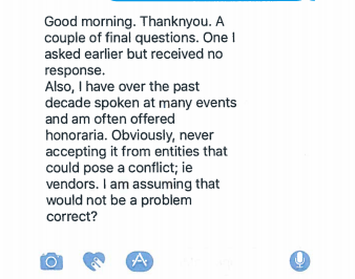 A text message from Feb. 28, 2018, between Miami-Dade Schools Superintendent Alberto Carvalho to  Dean Fuleihan, a deputy mayor of New York City, about Carvalho’s pending appointment as head of the city’s school system. The messages were released on Friday, Aug. 10, 2018, as part of New York’s response to a public records request by the Miami Herald and other media outlets.