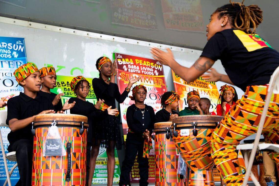 Young performers entertain at Fort Lauderdale's Kwanzaa Ujamaa festival.
