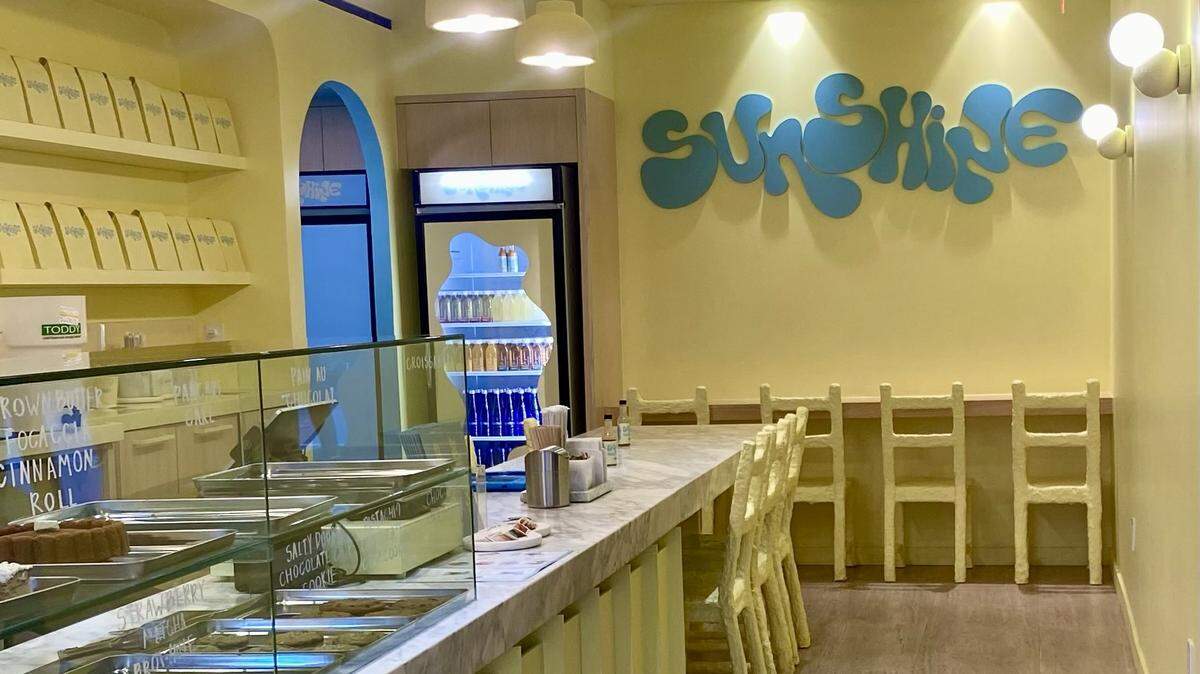 The colorful interior of Sunshine Coffee in Miami Beach.