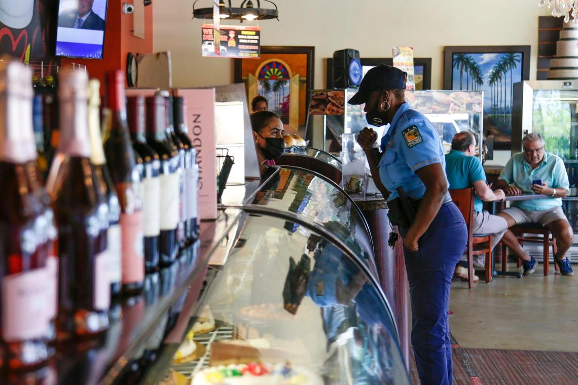 Village of Pinecrest Community Service Aide Priscilla Brown places an order at Pinecrest Bakery on 12101 S. Dixie Hwy. in Pinecrest, Florida, on Thursday, July 8, 2021. Pinecrest Bakery received a Payment Protection Program loan from City National Bank amid the COVID-19 pandemic.