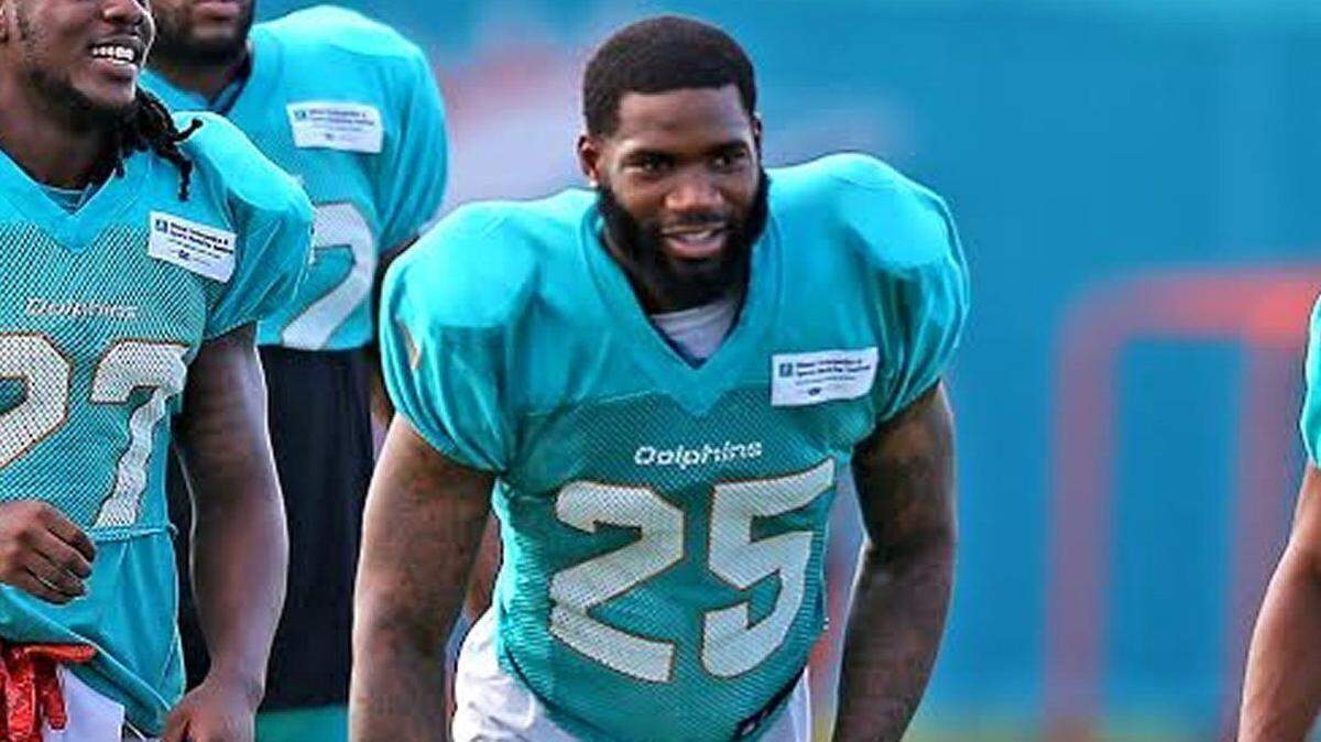 Miami Dolphins cornerback Xavien Howard (25) warms up during training camp at the Miami Dolphins training facility in Davie, Florida, August 2, 2018.