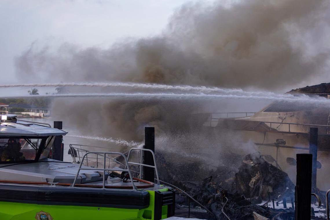 Miami-Dade Fire Rescue and Miami Fire Rescue crews responded to multiple boat fires early Friday, June 6, behind a high-rise condominium at 400 Sunny Isles Boulevard. The incident occurred near the NE 163rd Street bridge over the Intracoastal Waterway, close to Oleta River State Park in Sunny Isles Beach, Florida.