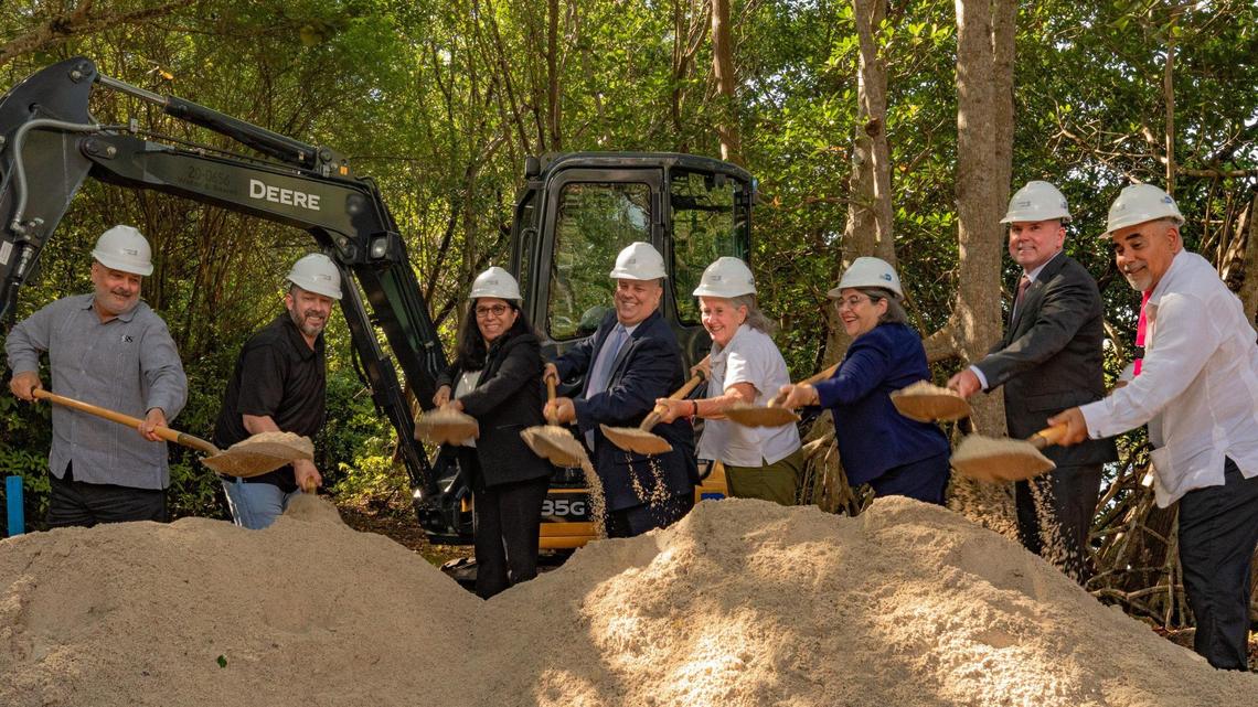 Miami-Dade County officials break ground on the Ojus Sanitary Sewer Expansion Project at Greynolds Park in North Miami Beach, Fla., on Wednesday, Aug. 31, 2022.