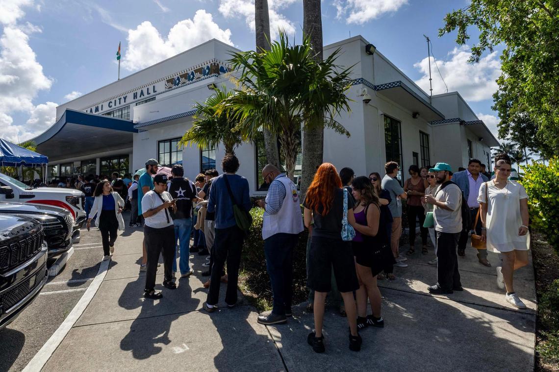 Members of the public wait for their turn to speak during a commission meeting on Tuesday, June 17, 2025, in Miami.