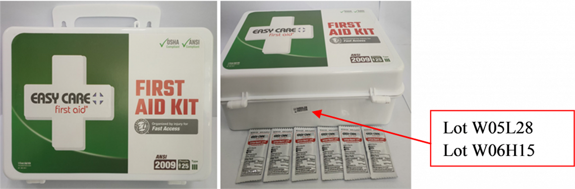 One of the recalled Easy Care First Aid kits