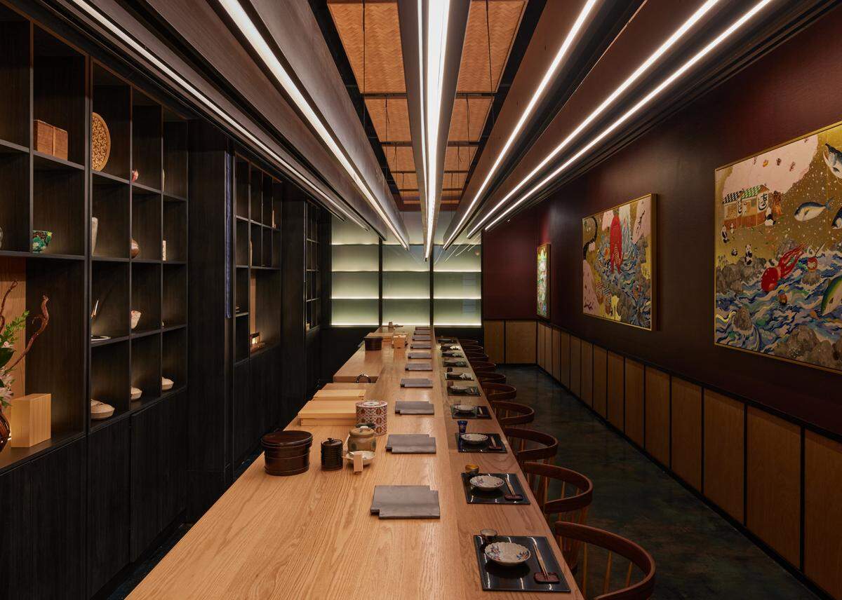 The counter at Ogawa omakase restaurant in Miami’s Little River neighborhood.