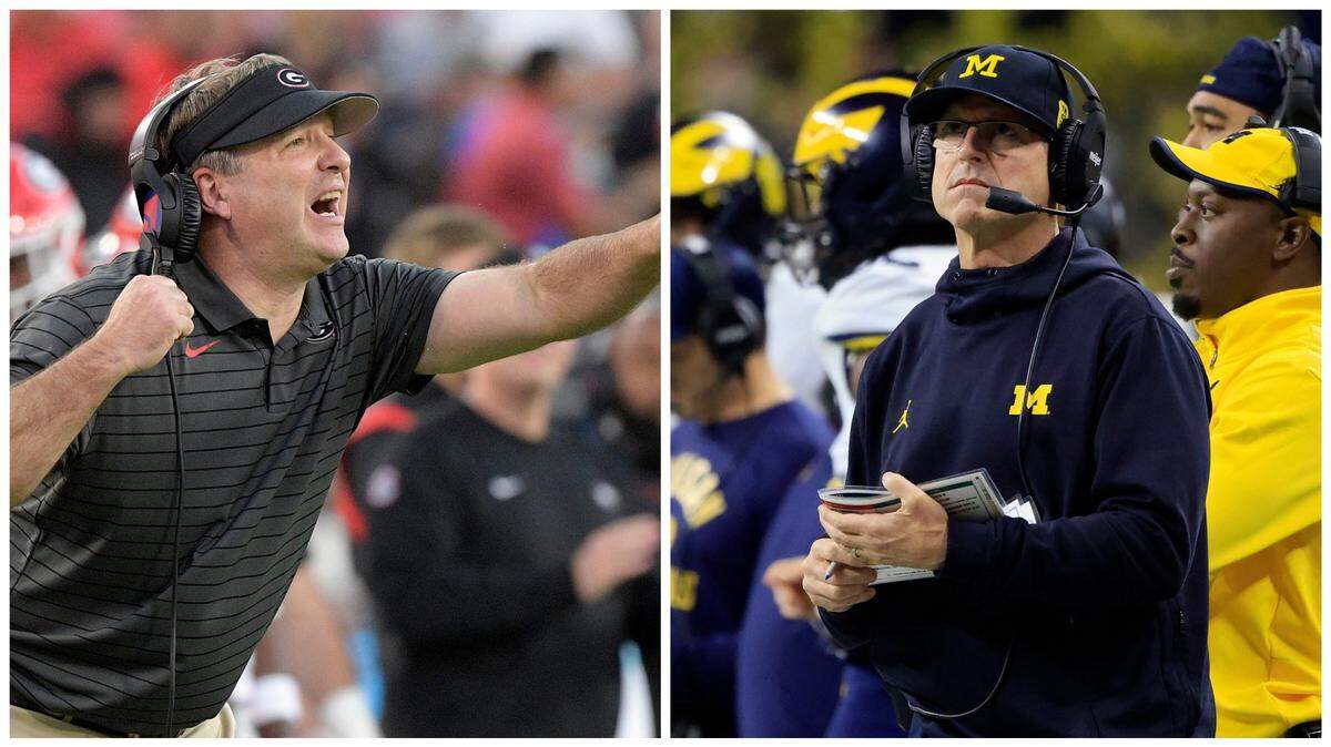 Georgia’ Kirby Smart (left) and Michigan’s Jim Harbaugh (right) are leading their teams into the College Football Playoffs and will face off in the Orange Bowl.