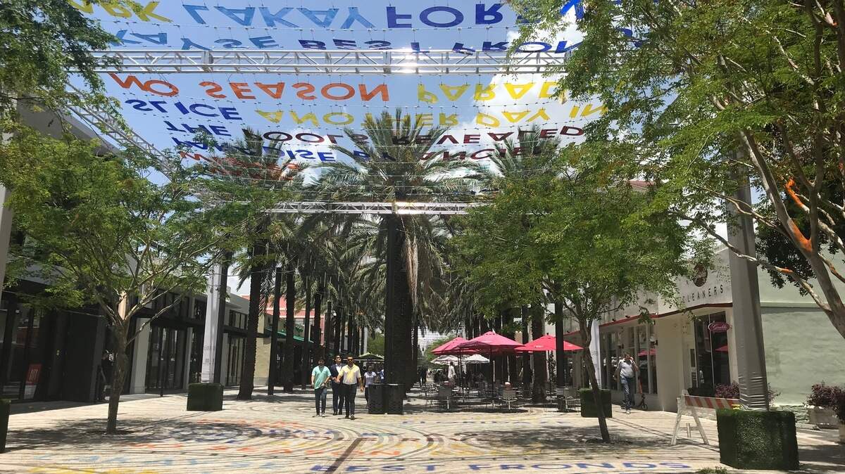 South Florida artist Jessy Nite’s #SunStories art installation at Coral Gables’ Giralda Plaza. The temporary installation will be on the block in the summer of 2019 from late June to August.