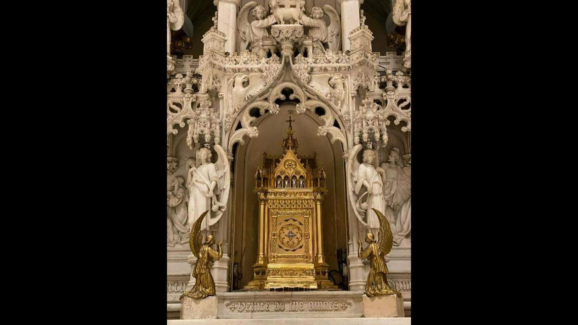In this photo is the gold tabernacle that was in place at St. Augustine’s Roman Catholic Church before it was stolen.