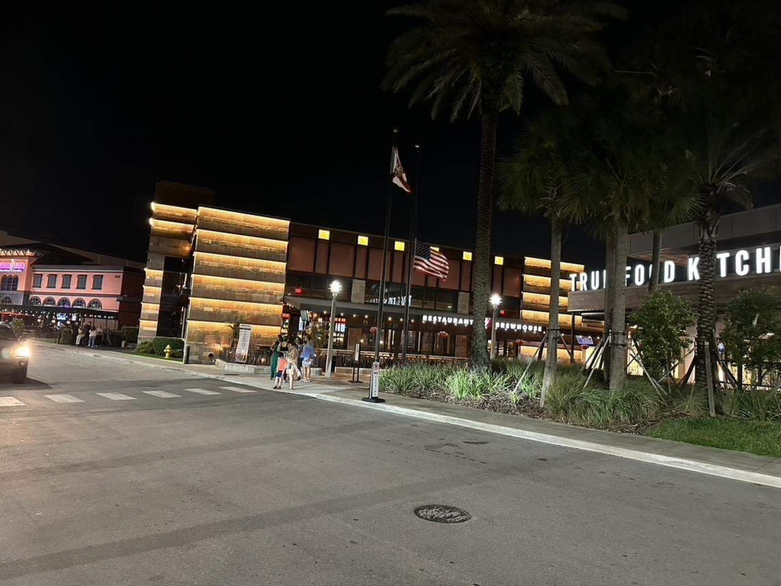 The southeast side of The Falls, which had Bloomingdale’s as its main anchor and a nearby The Fresh Market and B.J.s Restaurant, has seen a rejuvenation in the recent year or two with the addition of a Life Time country club-type fitness spa, as well as restaurants like Naked Taco and True Food Kitchen. Weekends are quite busy. Here, several customers file out and in near closing time on a Wednesday night, Nov. 1, 2023.