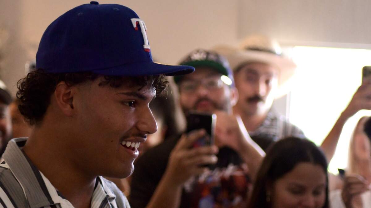 Stoneman Douglas left-handed pitcher Gio Rojas celebrates with friends and family after being selected No. 16 overall in the 2026 MLB Draft on Saturday, July 11, 2026.