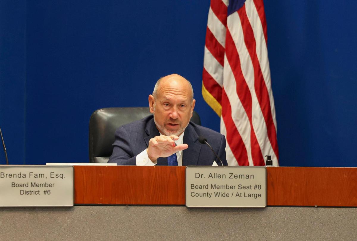 Broward School Board member Allen Zeman speaks during a Broward County School Board meeting on Tuesday, Jan. 24, 2023, in Fort Lauderdale.