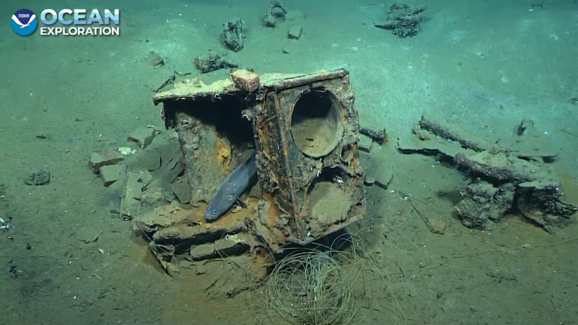 A 19th century stove found on the seafloor off Florida marks the site of a whaler ship that may have sunk in 1835. It was found by NOAA Ocean Exploration. 