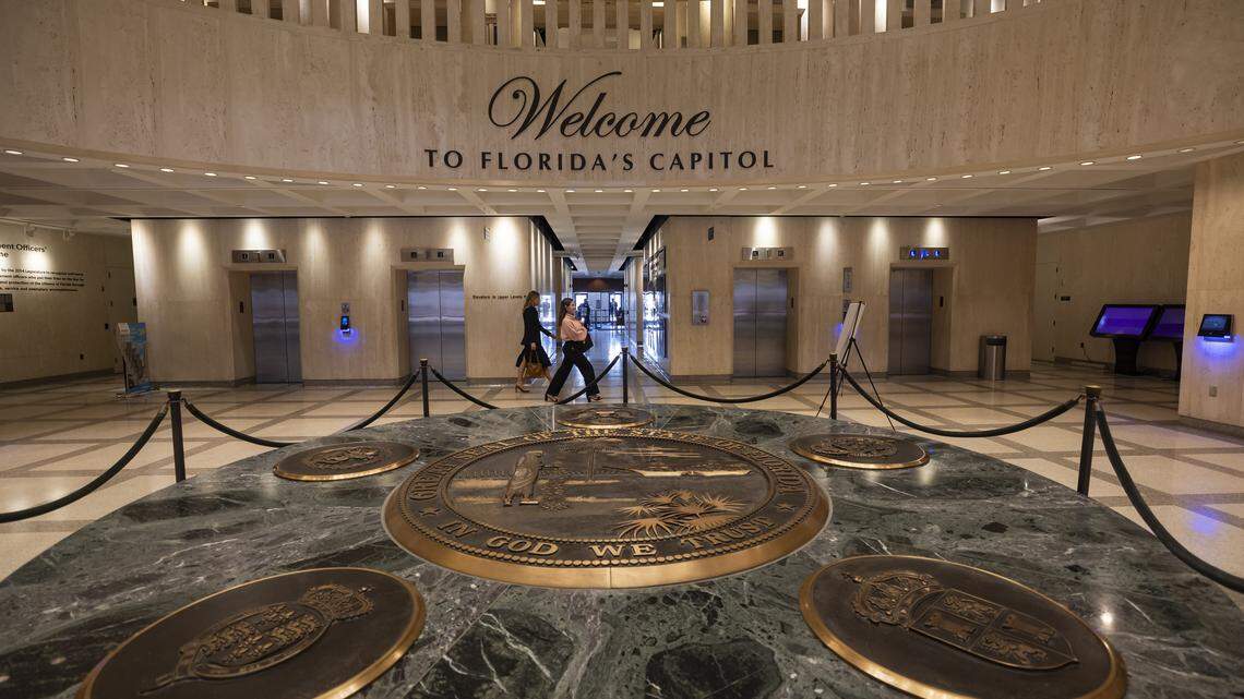 A view inside the Florida Capitol’s rotunda near the main entrance on Monday, March 3, 2025, in Tallahassee, Fla.