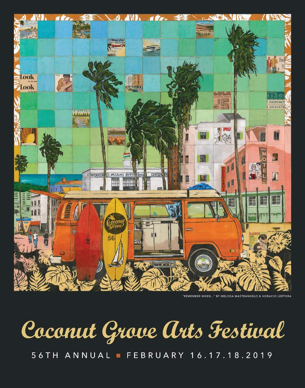 Husband and wife team Horacio Lertora and Melissa Mastrangelo of Boynton Beach designed the Coconut Grove Arts Festival 2019 poster image. The poster, titled “Remember when…”, was officially unveiled Thursday at a reception in Coconut Grove.