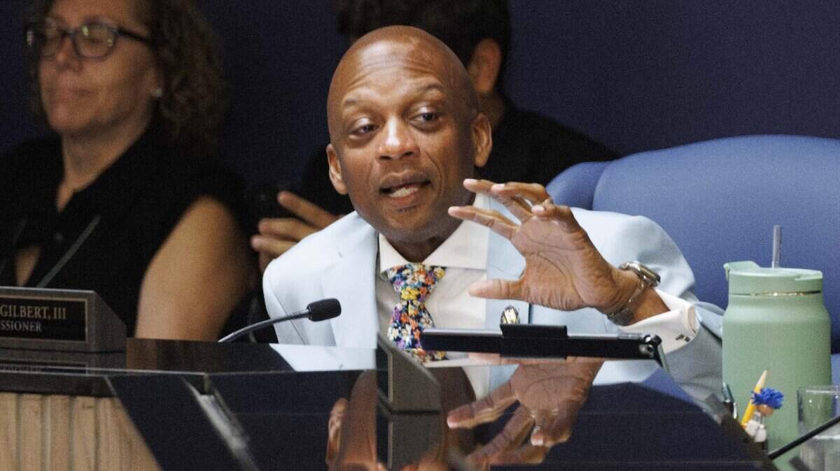 Commissioner Oliver Gilbert speaks during a Miami-Dade County Commission meeting discussing the yearly budget on Wednesday, Aug. 20, 2025, at the Stephen P. Clark Government Center in downtown Miami.