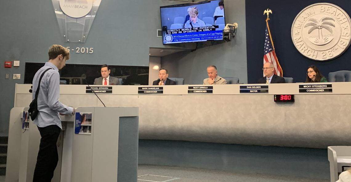 Miami Beach Senior High School graduate Chance Ammirata addressed the Miami Beach City Commission on Wednesday, asking members to help implement a pilot program in Miami Beach public schools to teach students the dangers of vape nicotine use.