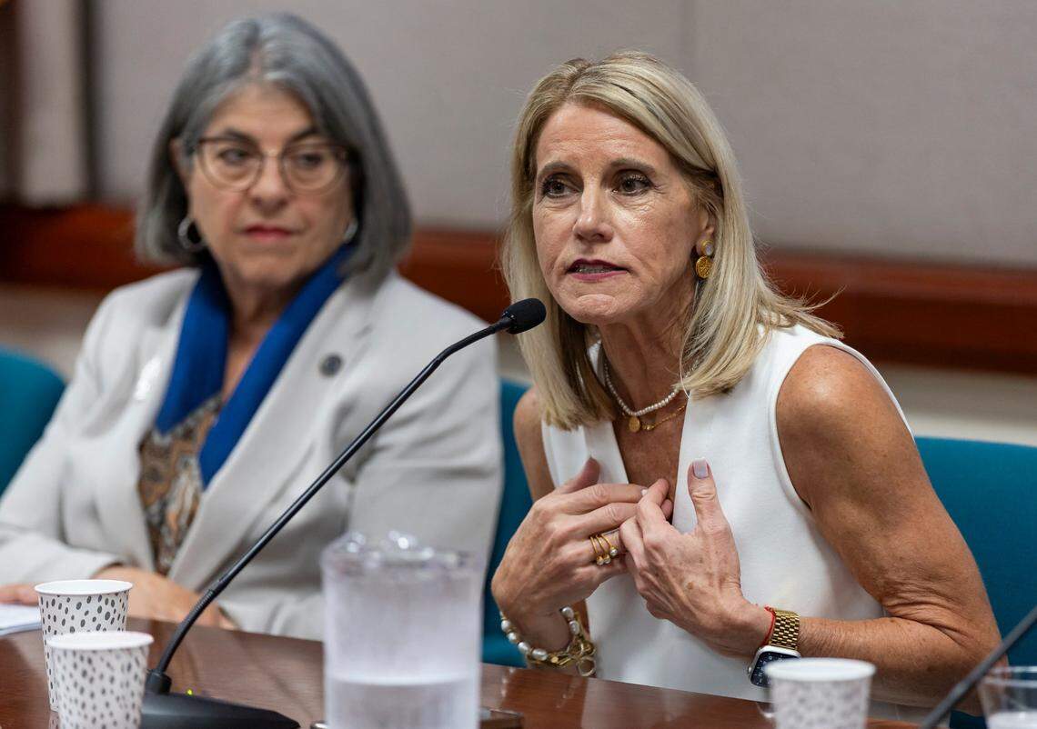 State Representative Vicki Lopez, R-Miami, speaks during the Miami Herald and el Nuevo Herald’s ‘Priced Out Of Paradise’ panel discussion at United Way Miami on Wednesday, Sept. 18, 2024, in Miami, Fla. The event gathered real estate experts, local leaders and media members as they discussed South Florida’s condo crisis.