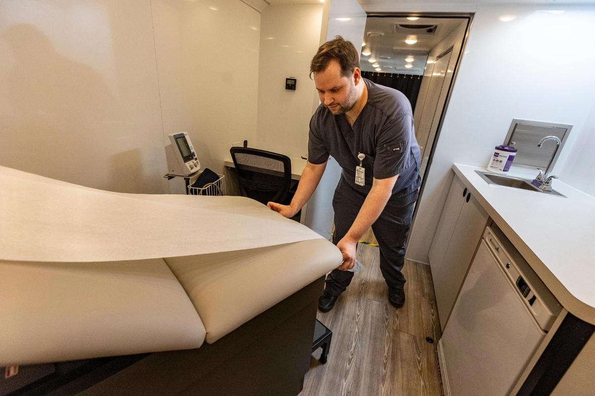 Miami, Florida, December 1, 2023 - interior of the CONNECT mobile unit – Led by Dr. Maria&nbsp;Alcaide, is UM’s first mobile unit entirely dedicated to recruitment and retaining research participants by meeting them in their own communities.