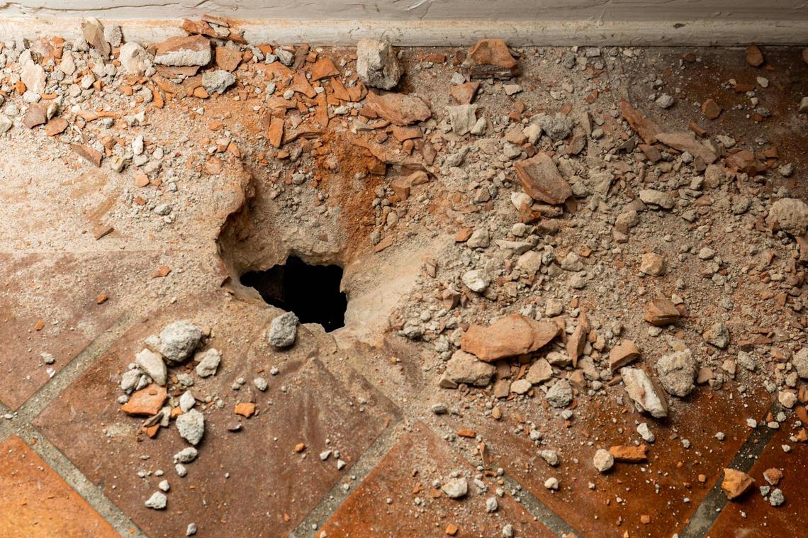 The result of a concrete sample inside the property at 1800 Michigan within the Historic Palm View Neighborhood on Monday, July 14, 2025, in Miami Beach, Fla.