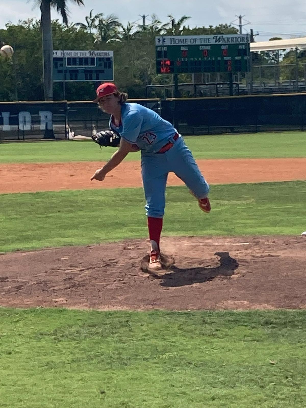 Chaminade pitcher Mike Gine pitches against Westminster Christian on Saturday afternoon in a Region 4-3A baseball semifinal at Westminster.