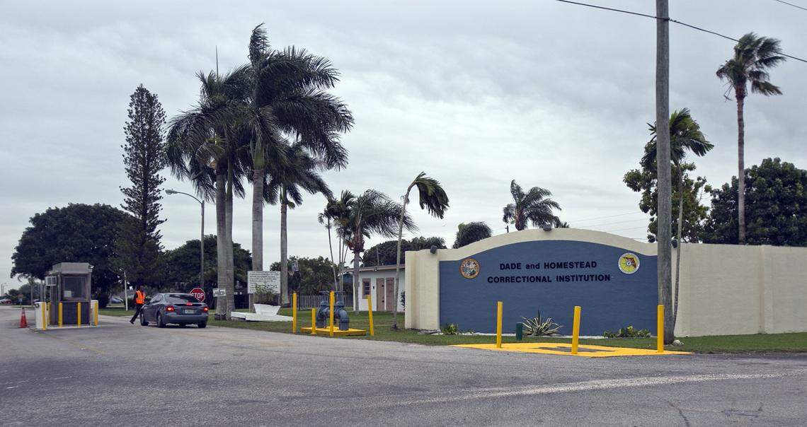 Entrance to Dade Correctional Institution at 19000 SW 377th St, Homestead, FL in 2014.